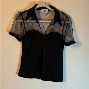 Unique Vintage Black Sheer Blouse NWOT